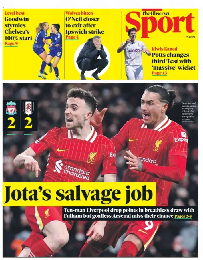 The Observer Sport - Cover - 12/15/2024