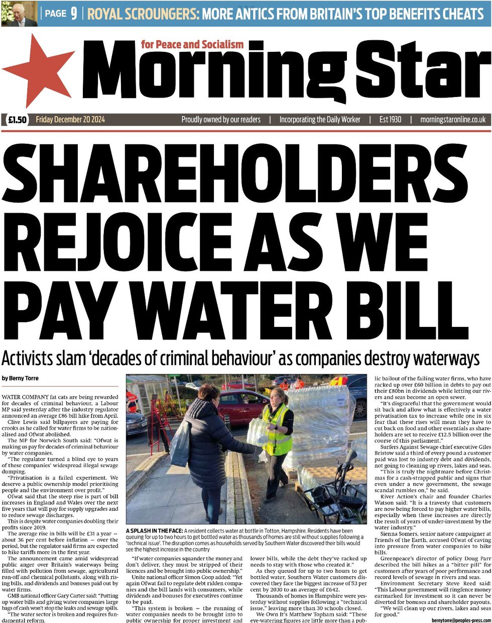 Morning Star - Front Page - 12/20/2024