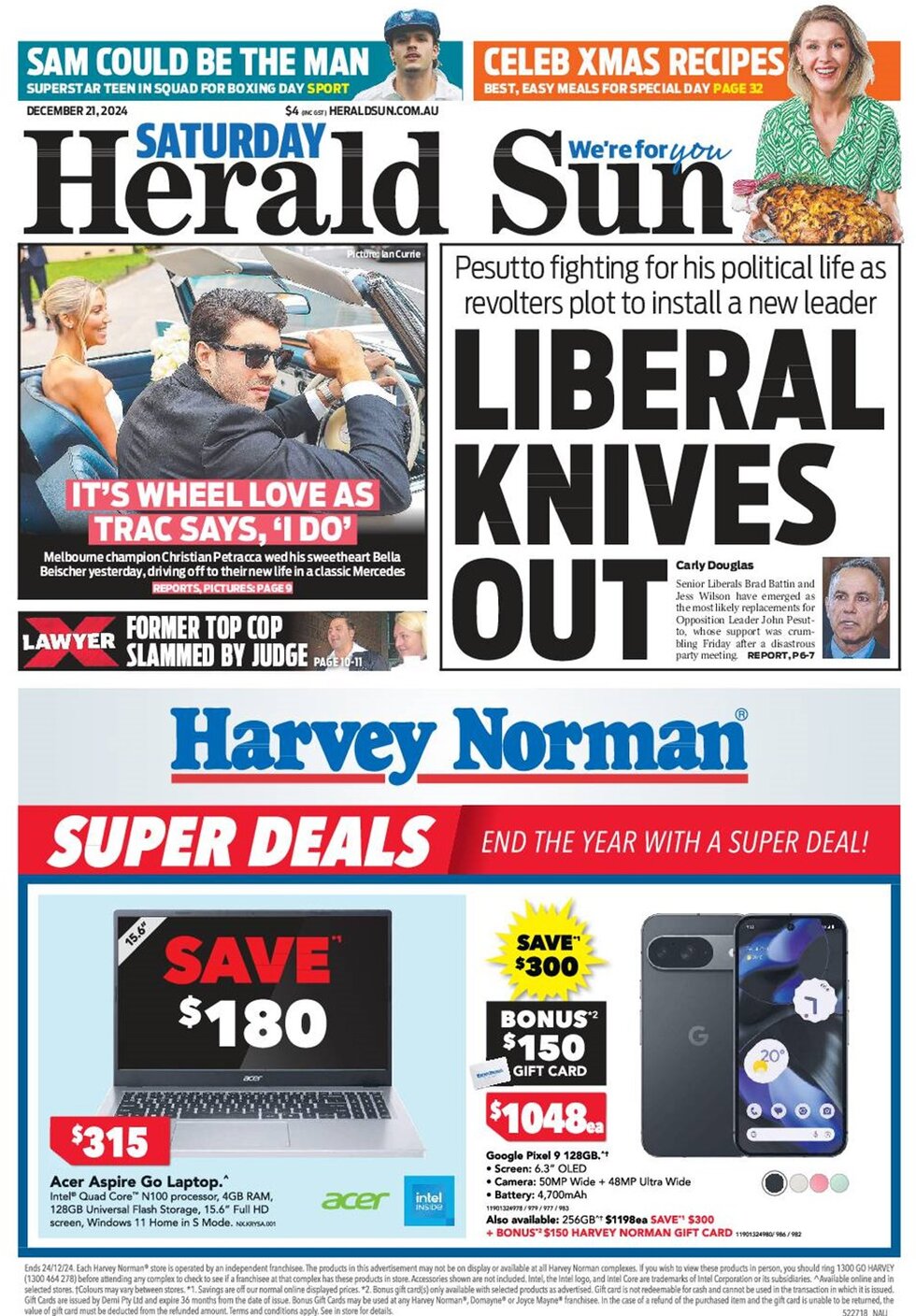 Herald Sun - Front Page - 12/21/2024