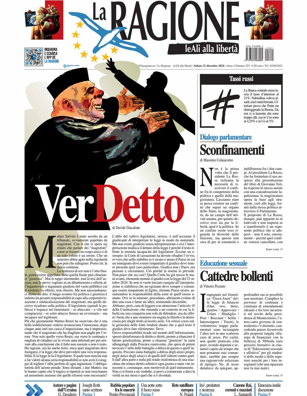 La Ragione - Front Page - 12/21/2024