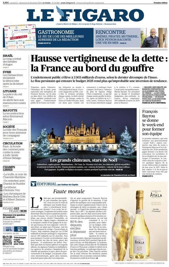 Le Figaro - Front Page - 12/22/2024