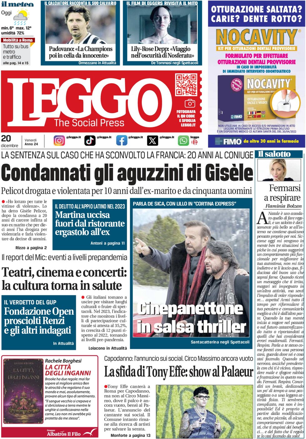 Leggo (Roma) - Front Page - 12/20/2024