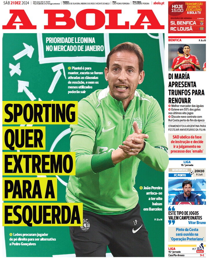 A Bola - Front Page - 12/21/2024