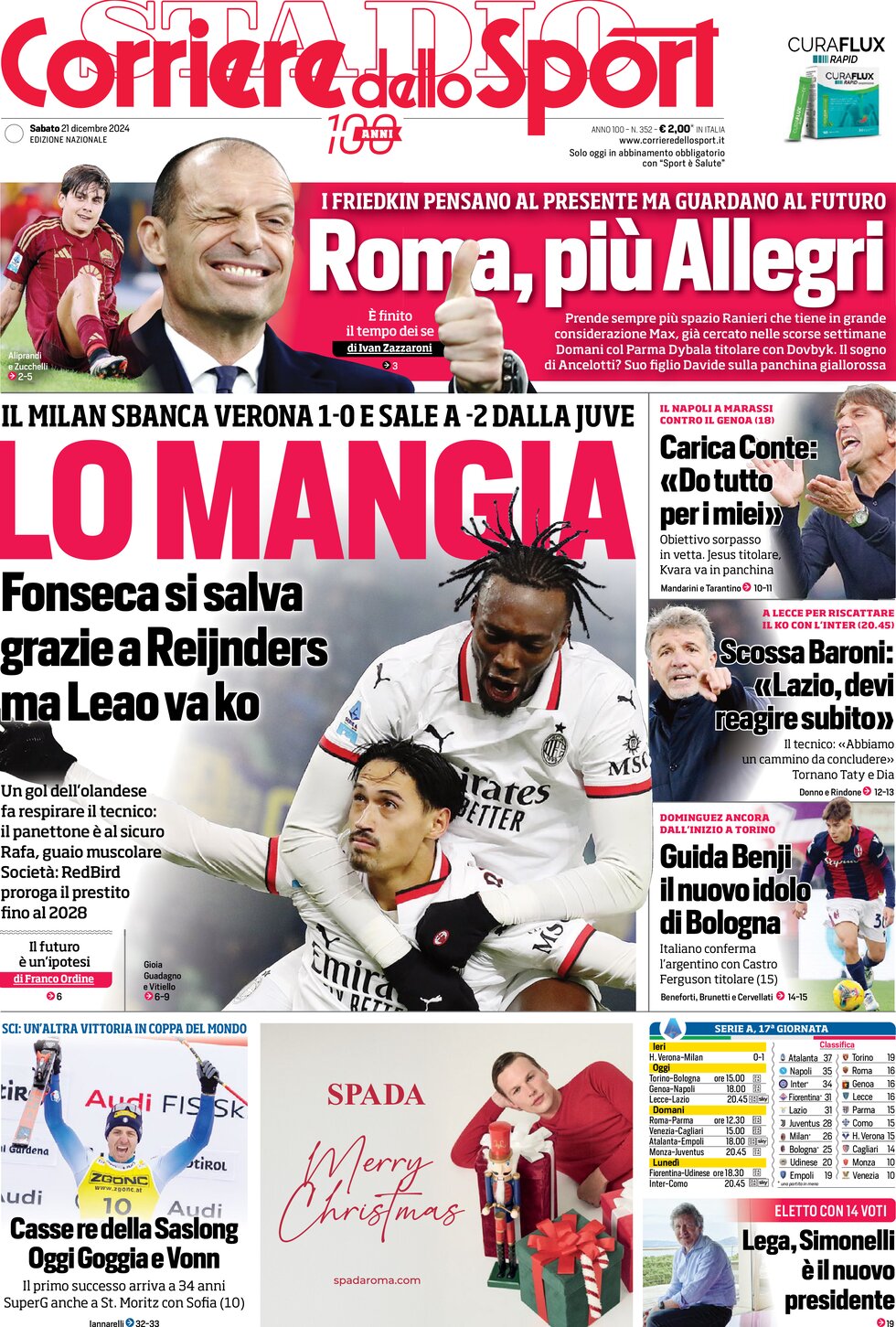 Corriere dello Sport - Front Page - 12/21/2024