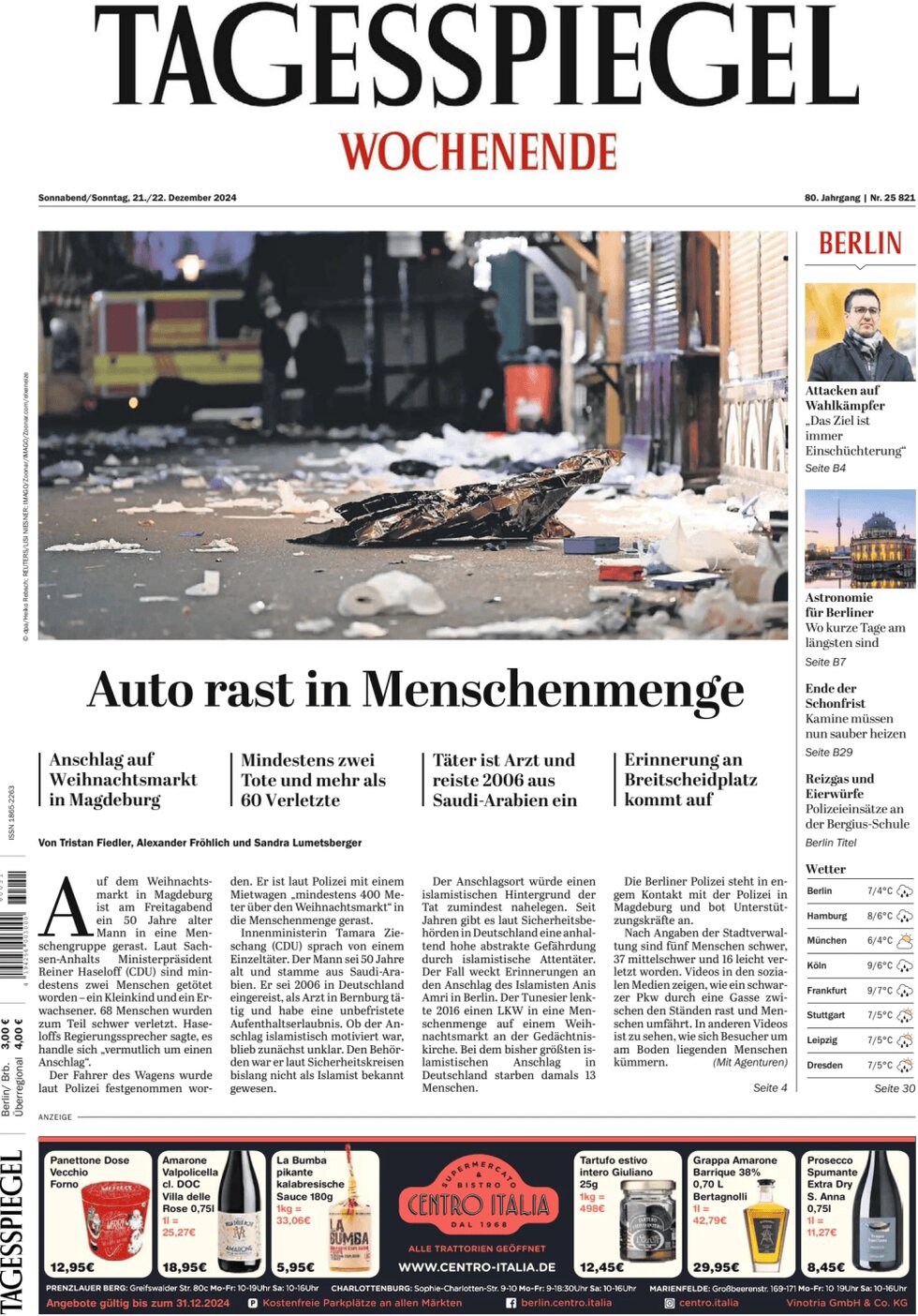 Der Tagesspiegel - Front Page - 12/21/2024