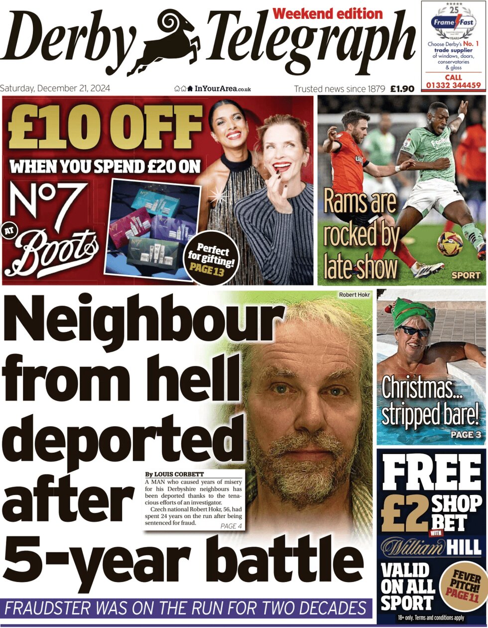 Derby Telegraph - Front Page - 12/21/2024