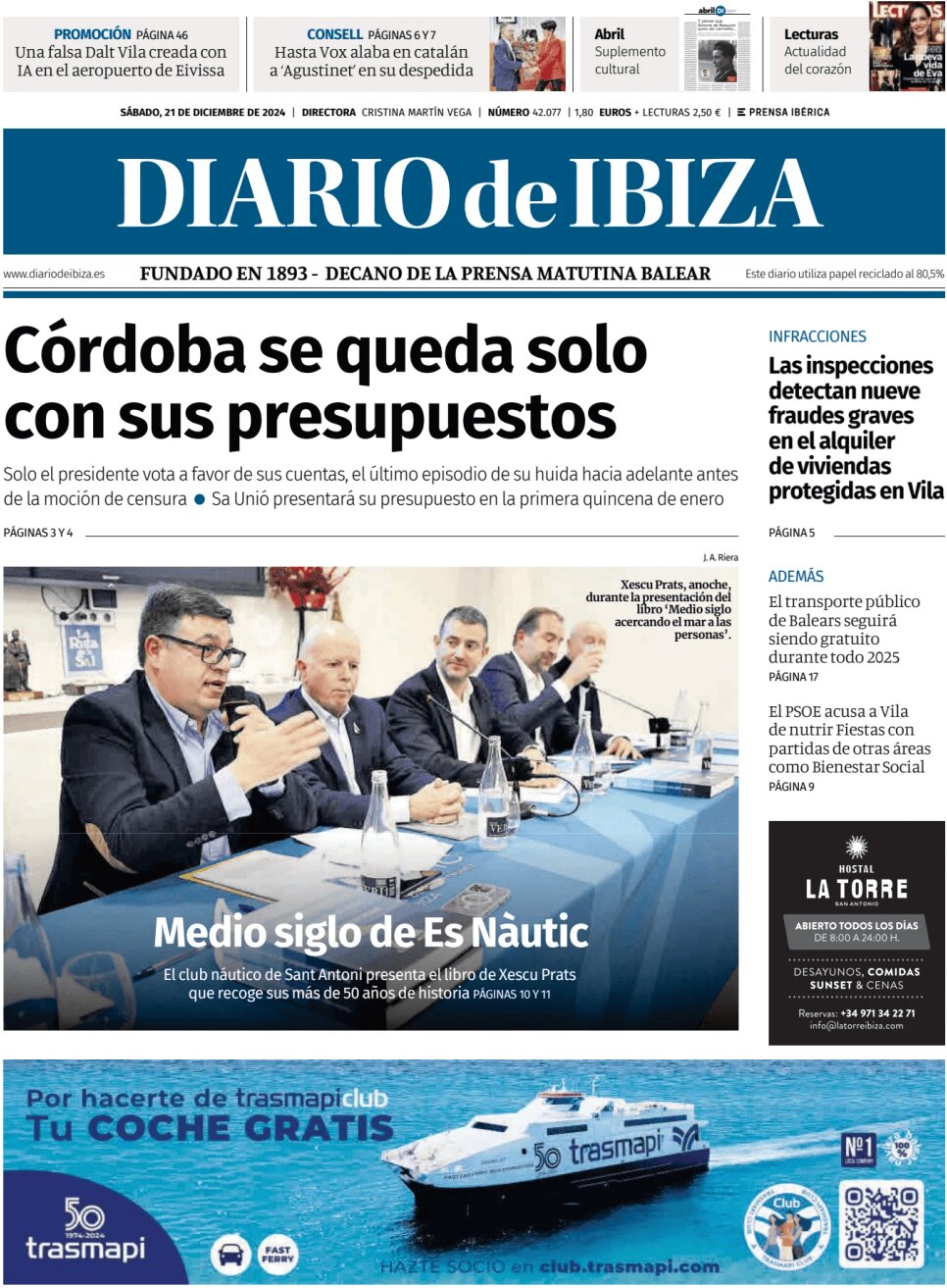 Diario de Ibiza - Front Page - 12/21/2024