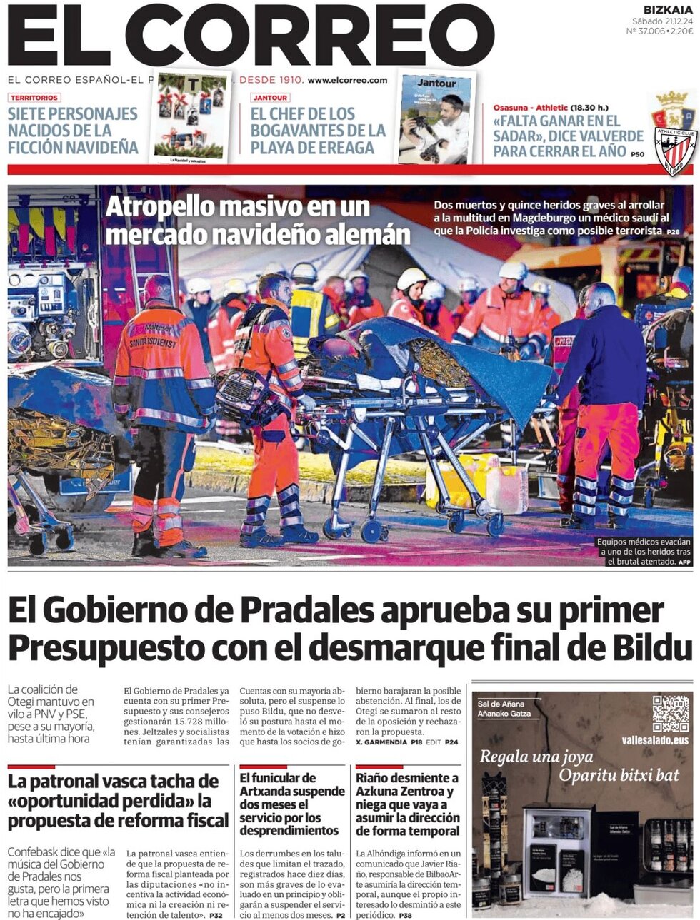 El Correo - Front Page - 12/21/2024