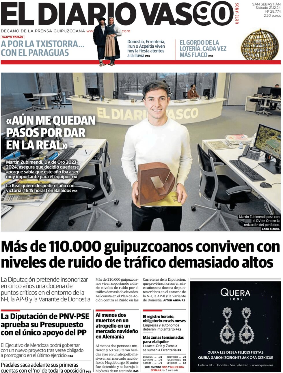 El Diario Vasco - Front Page - 12/21/2024