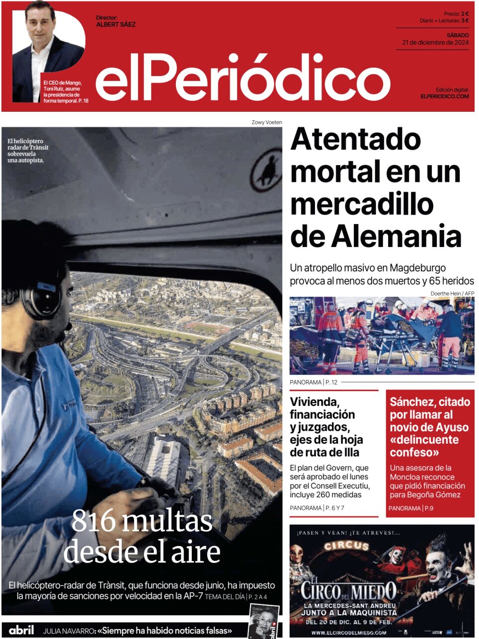 El Periódico de Catalunya - Front Page - 12/21/2024