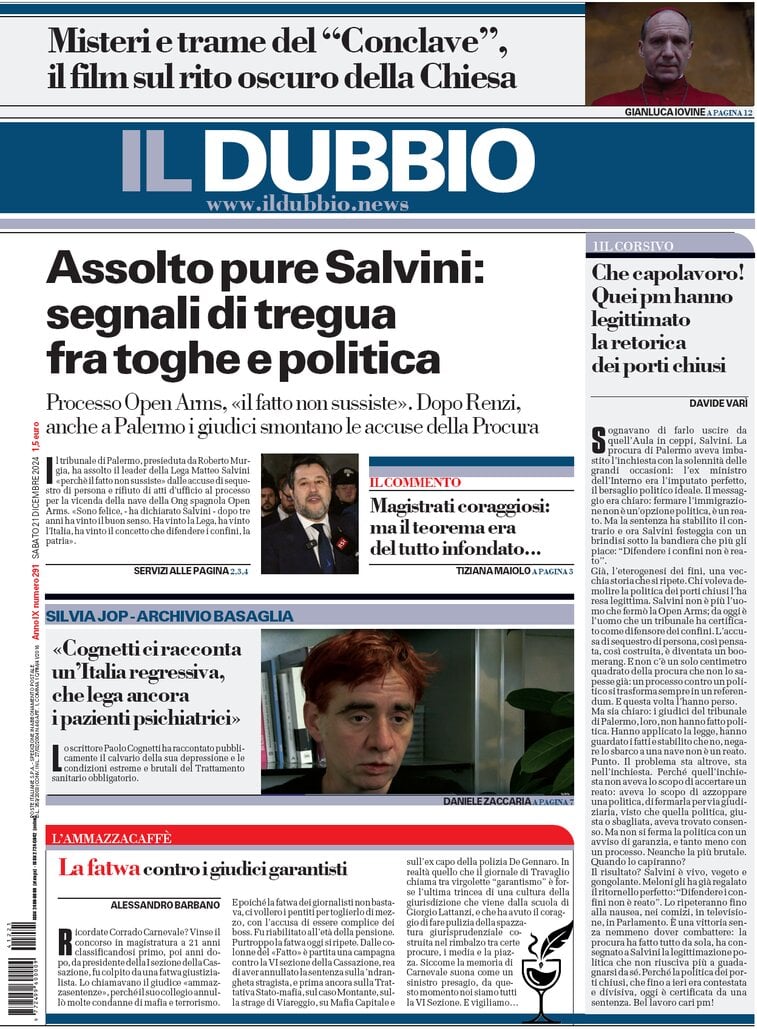 Il Dubbio - Front Page - 12/21/2024