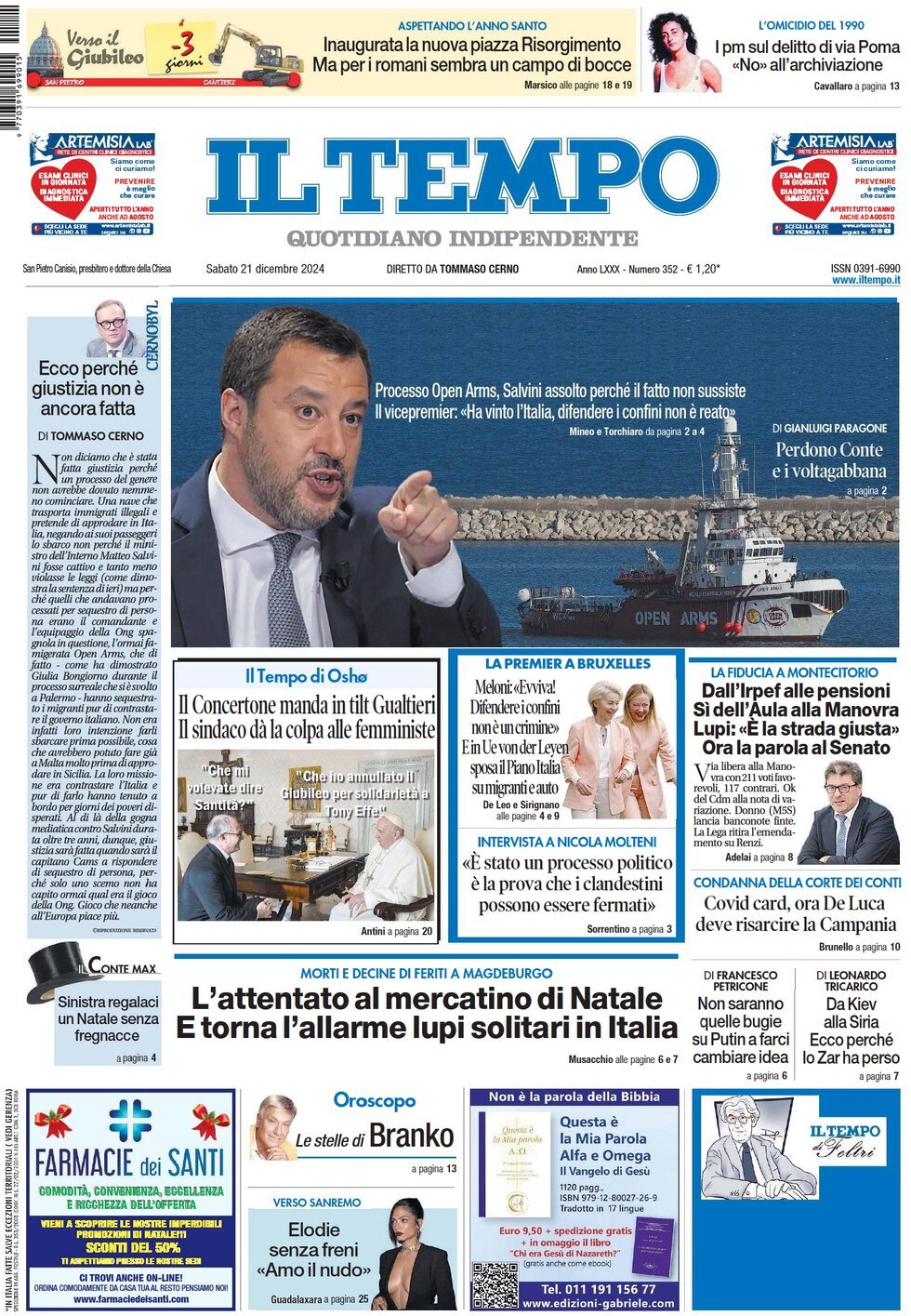 Il Tempo - Front Page - 12/21/2024