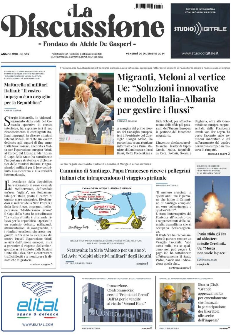 La Discussione - Front Page - 12/21/2024