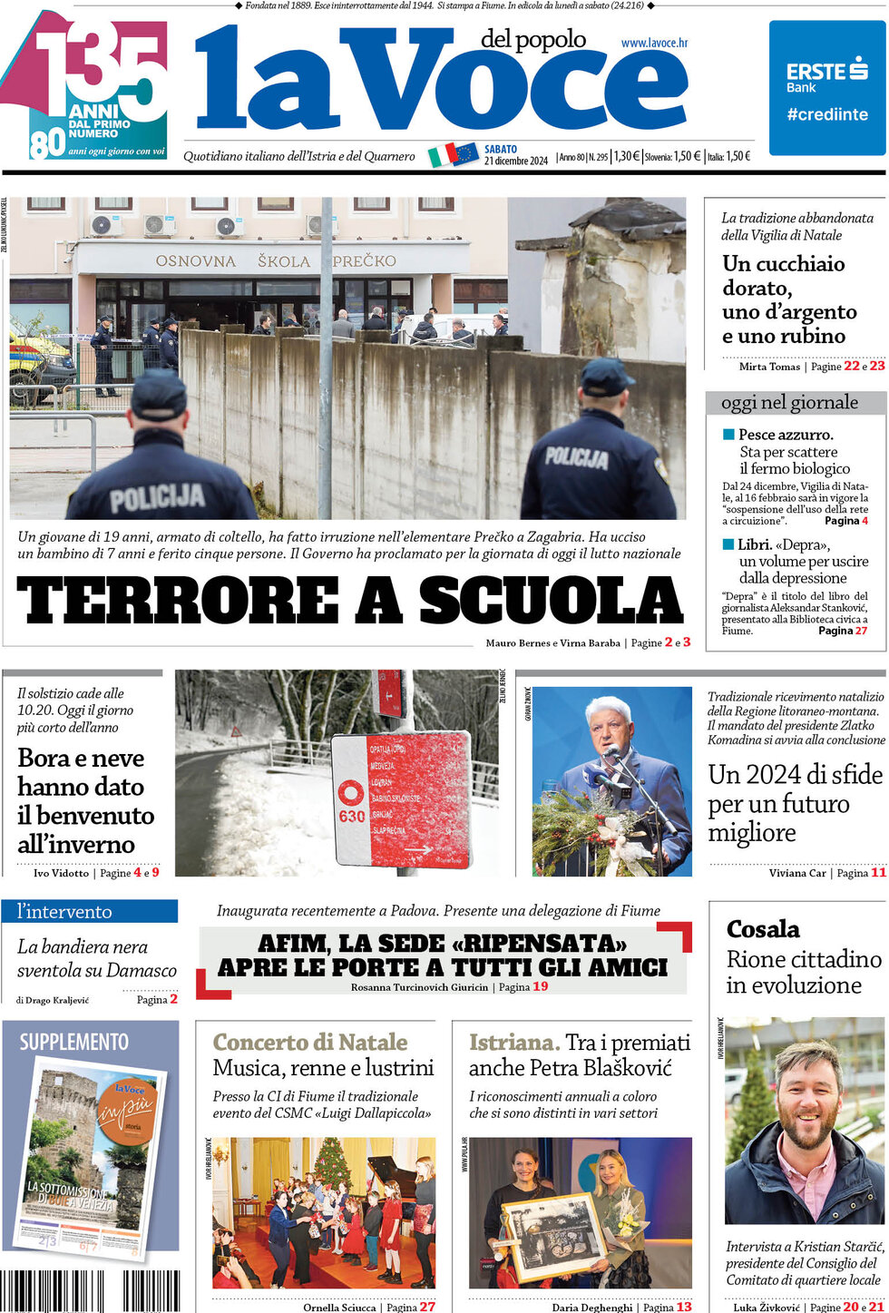 La Voce del popolo - Front Page - 12/21/2024