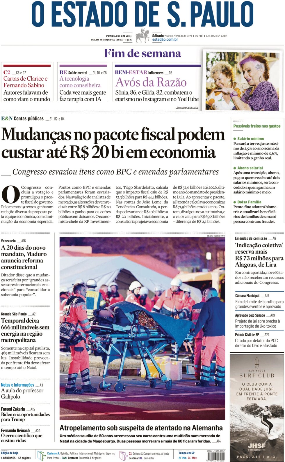 O Estado de S. Paulo - Front Page - 12/21/2024