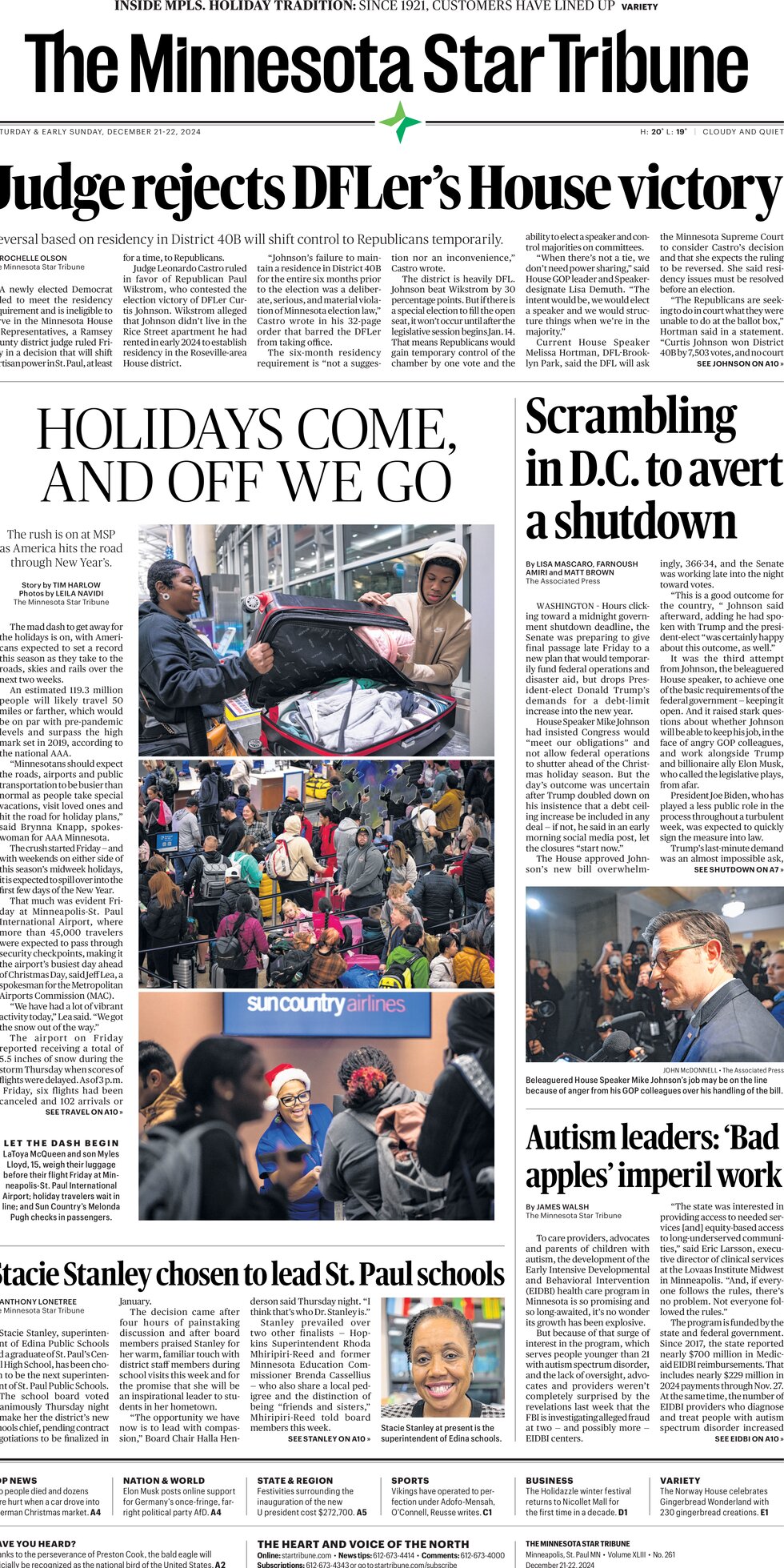 Star Tribune - Cover - 12/21/2024