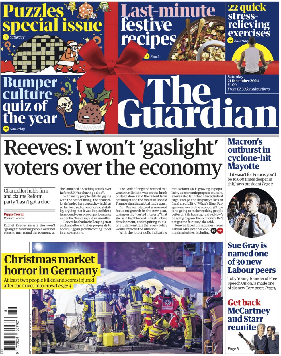 The Guardian - Front Page - 12/21/2024