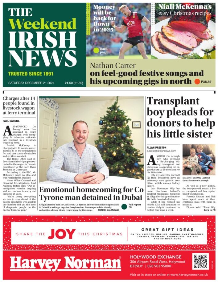 The Irish News - Front Page - 12/22/2024