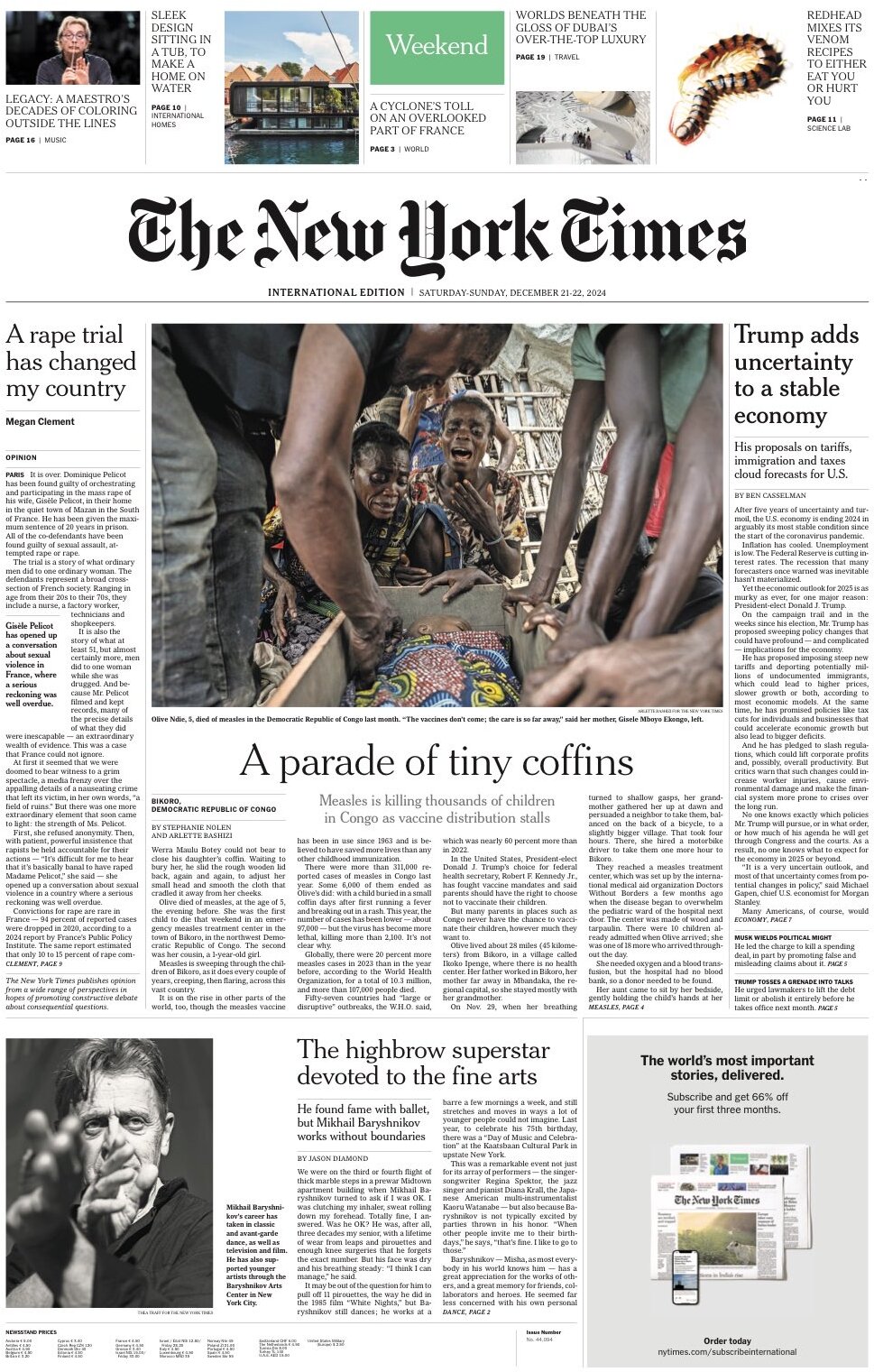 The New York Times - Cover - 12/21/2024