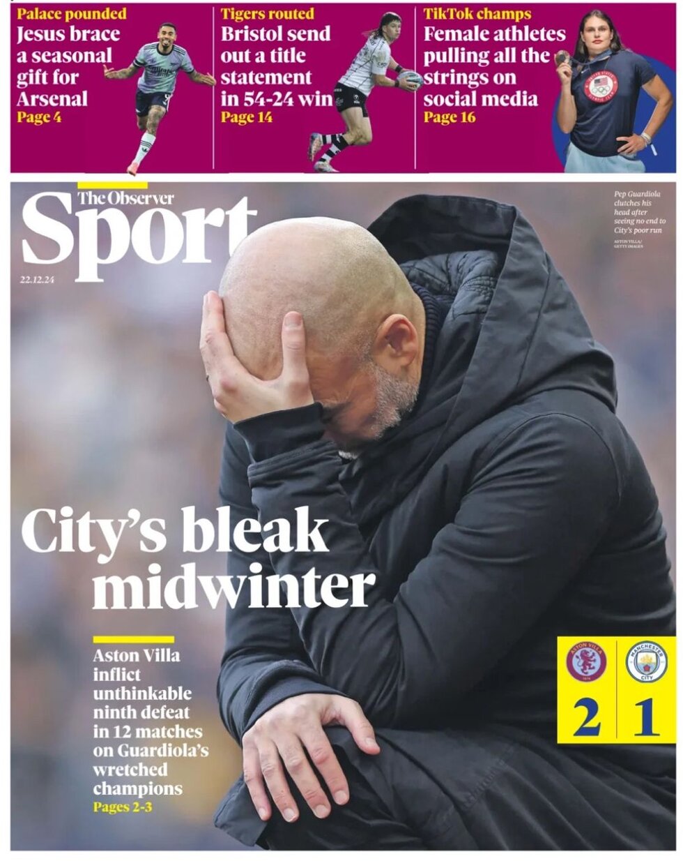 The Observer Sport - Cover - 12/22/2024