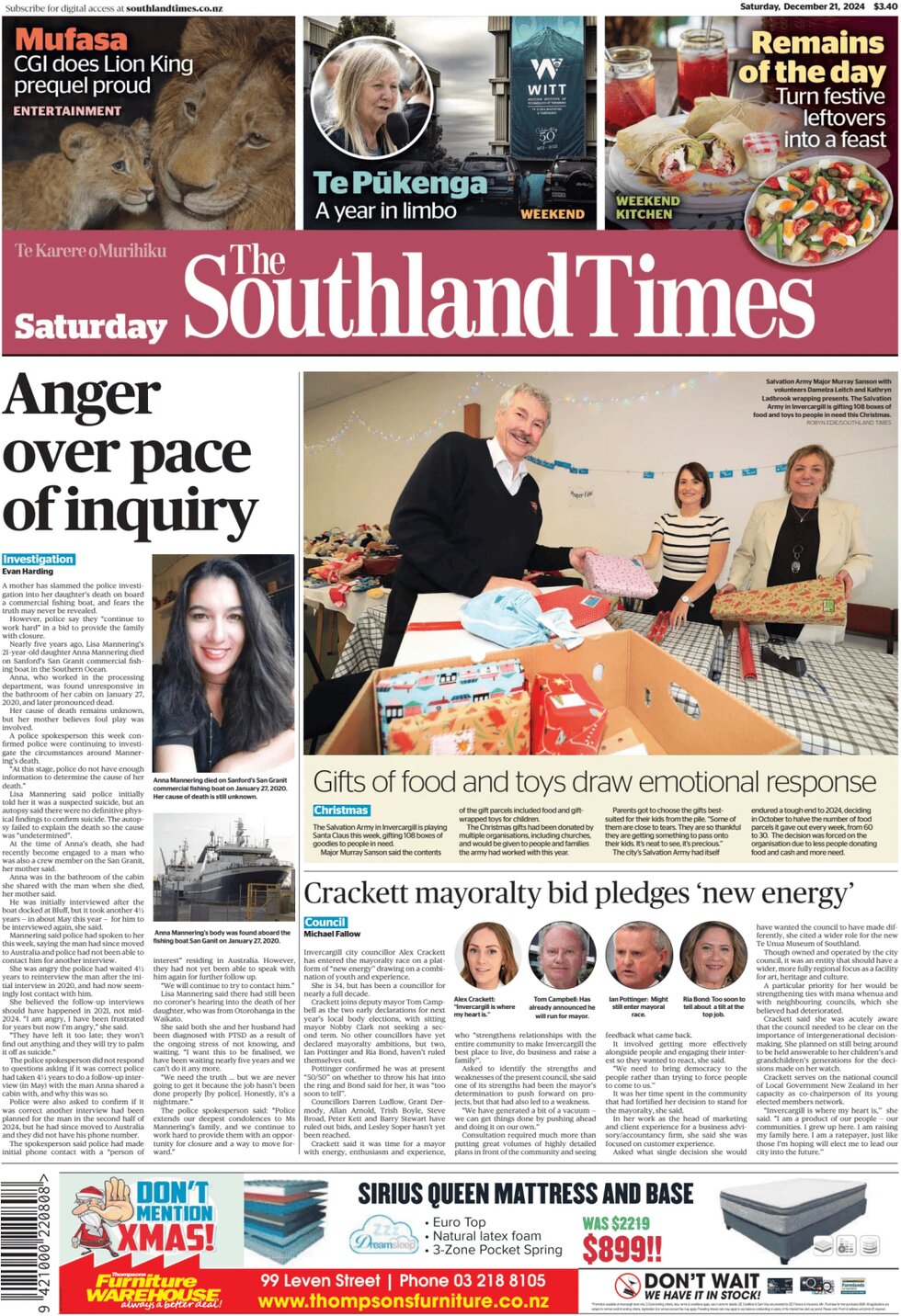 The Southland Times - Front Page - 12/21/2024