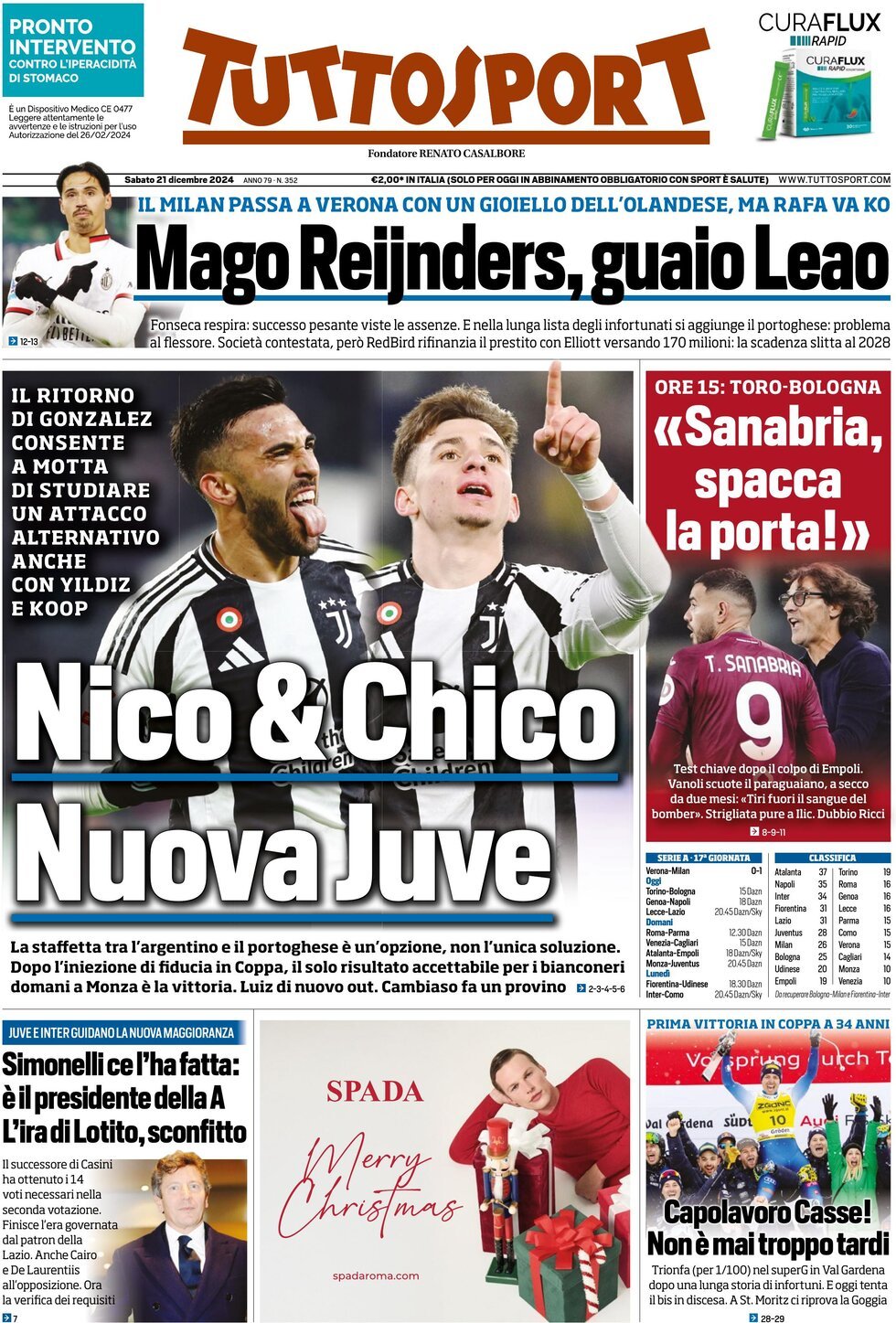 Tuttosport - Front Page - 12/21/2024