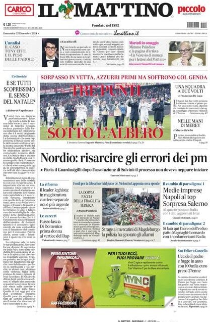 Il Mattino - Front Page - 12/22/2024