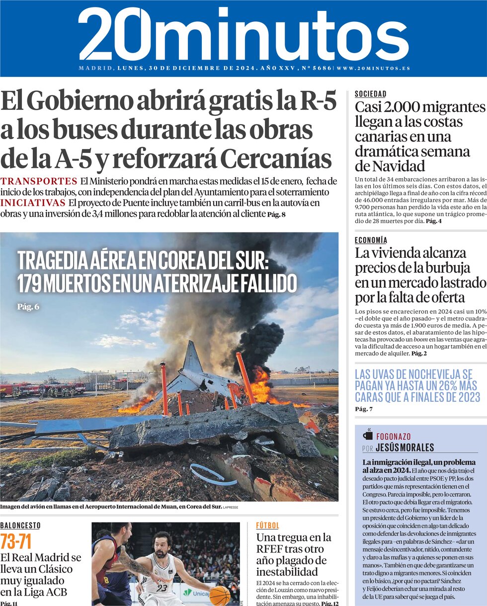 20 minutos (Madrid) - Front Page - 12/30/2024