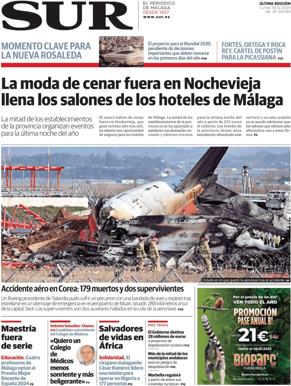 Diario SUR - Front Page - 12/30/2024