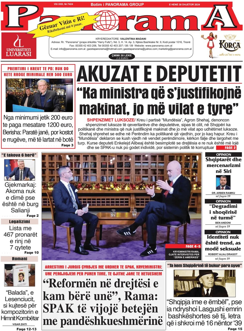 Gazeta Panorama - Front Page - 12/30/2024