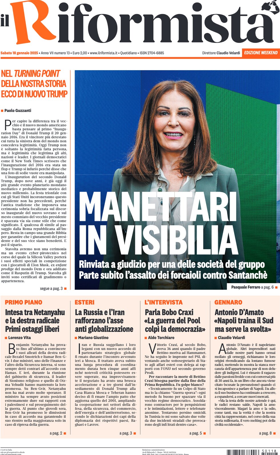 Il Riformista - Front Page - 01/19/2025