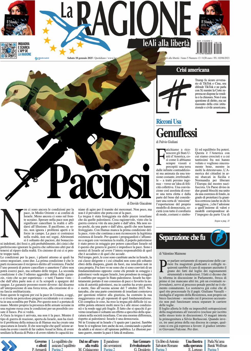 La Ragione - Front Page - 01/18/2025