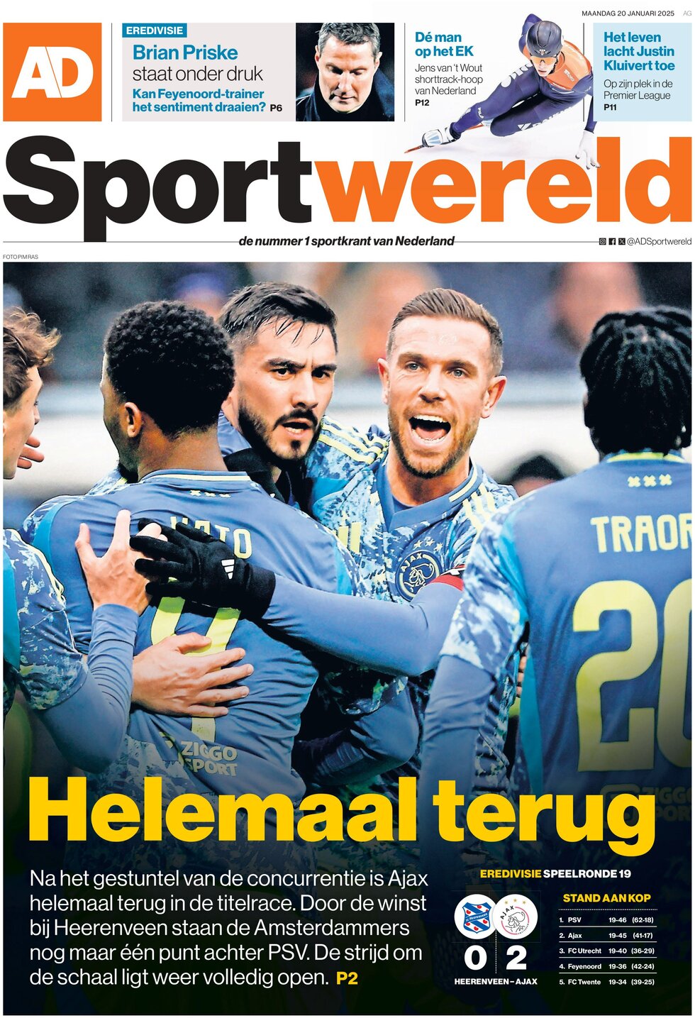 AD Sportwereld - Front Page - 01/20/2025