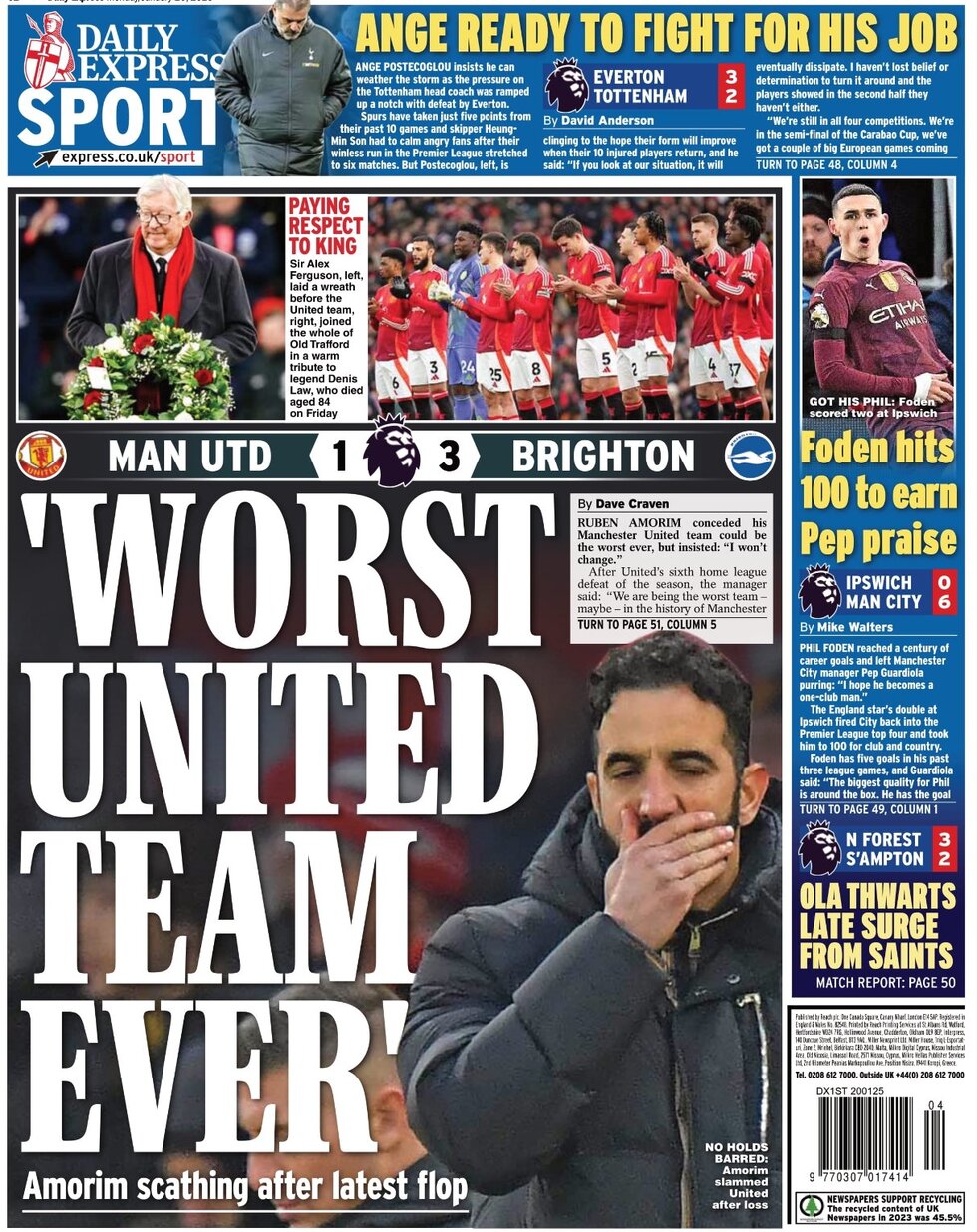 Daily Express SPORT - Front Page - 01/20/2025