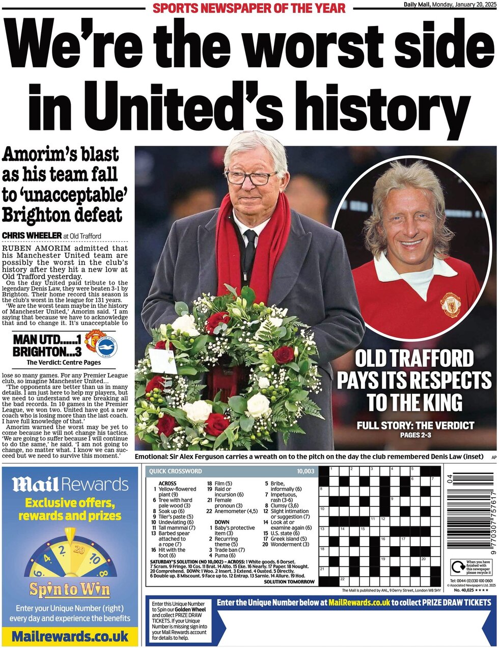 Daily Mail SPORT - Front Page - 01/20/2025