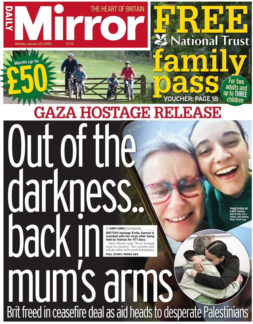 Daily Mirror - Front Page - 01/20/2025