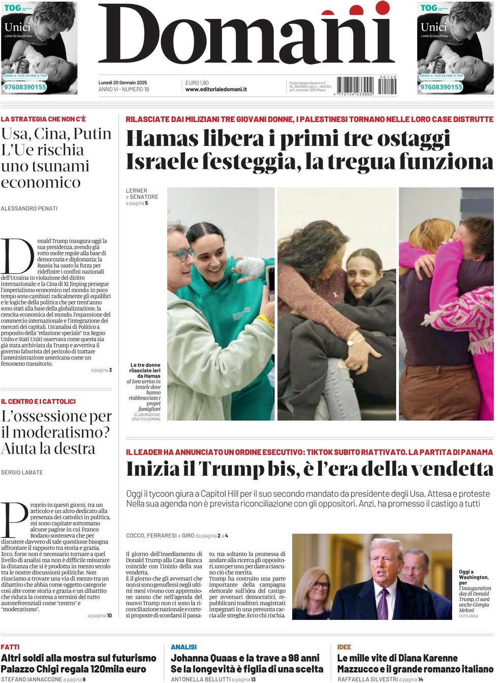 Domani - Front Page - 01/20/2025