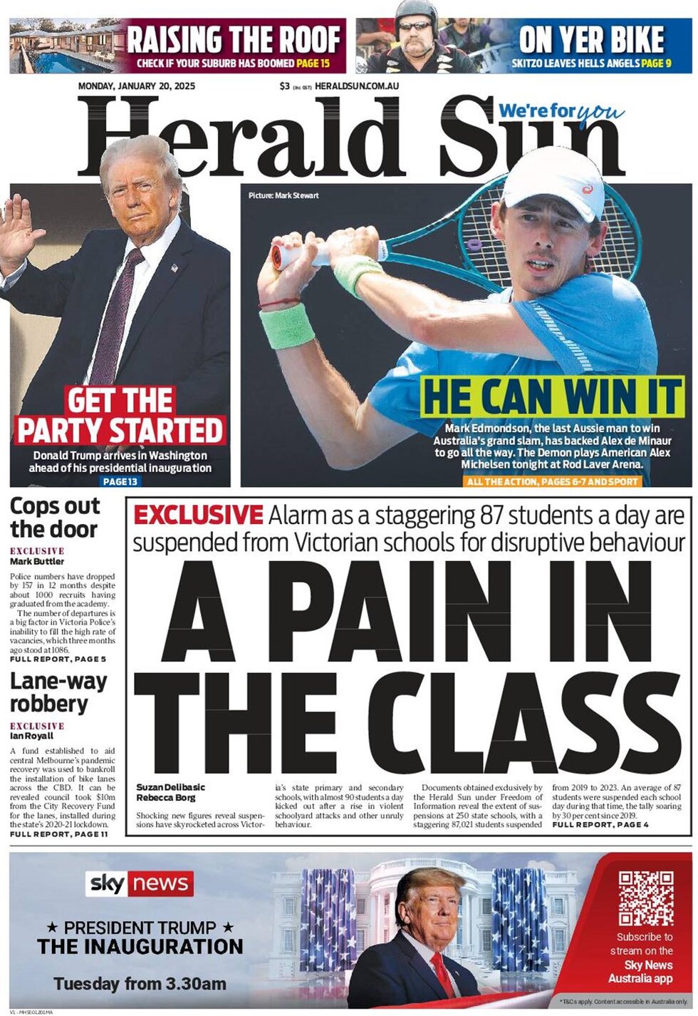 Herald Sun - Front Page - 01/20/2025