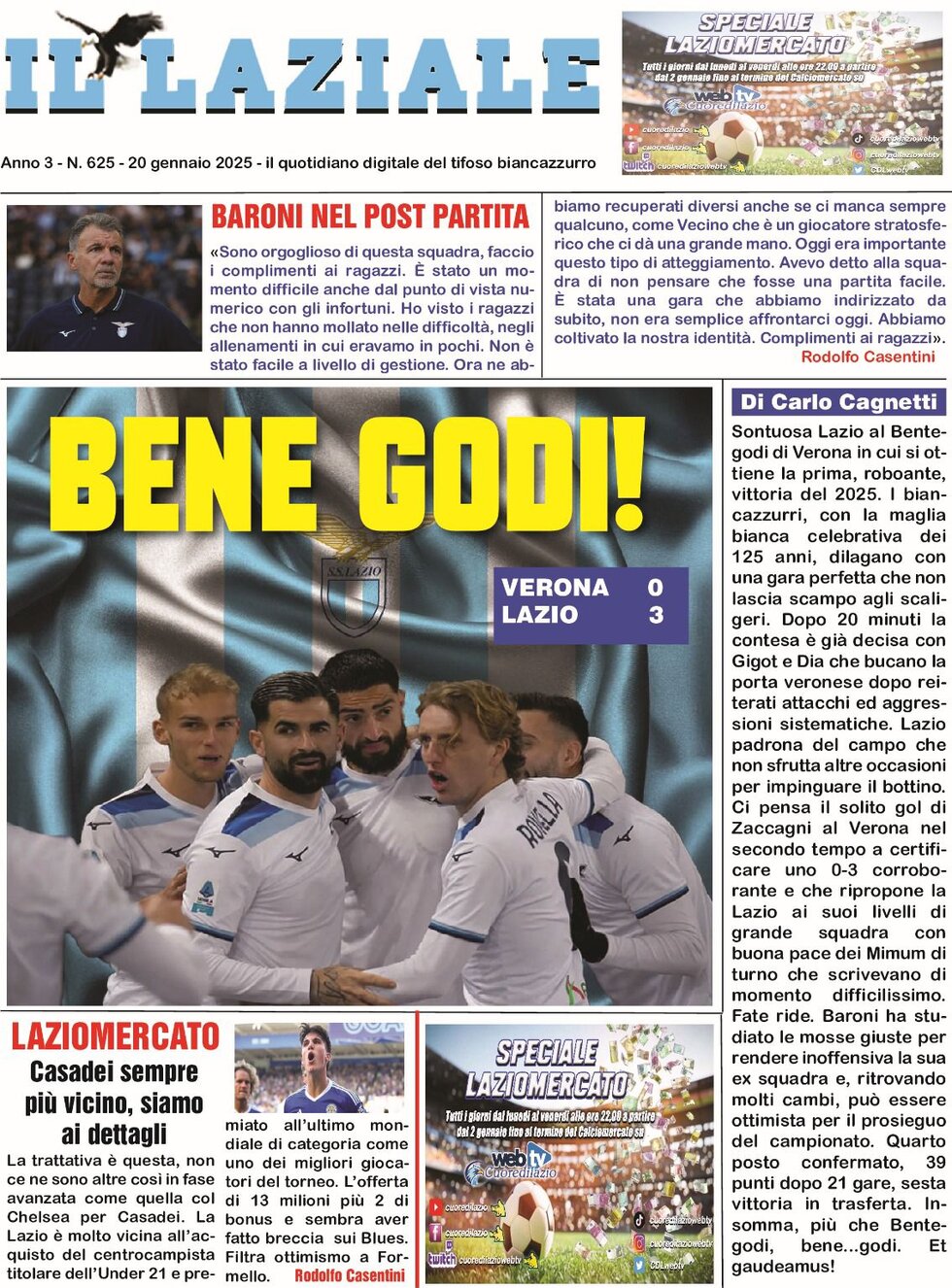 Il Laziale - Front Page - 01/20/2025