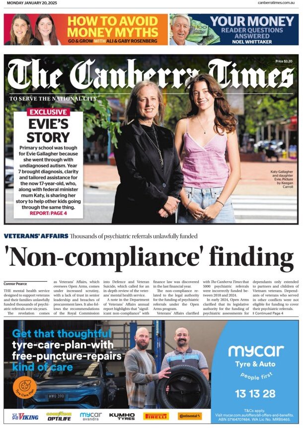 The Canberra Times - Front Page - 01/20/2025