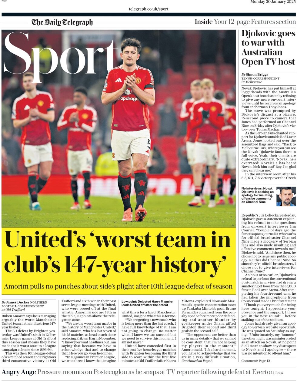 The Daily Telegraph - Front Page - 01/20/2025