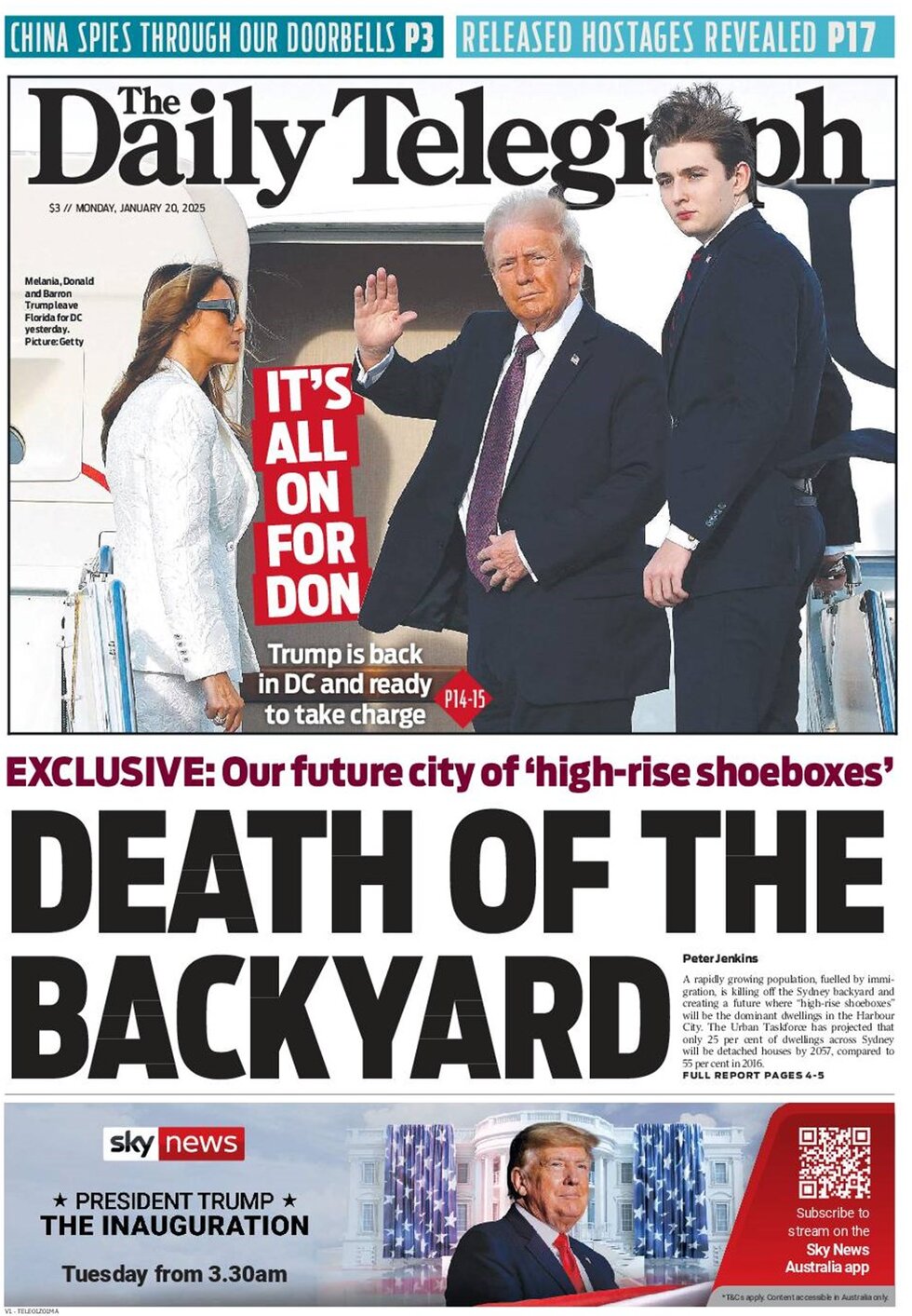 The Daily Telegraph (Sydney) - Front Page - 01/20/2025