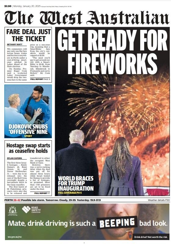 The West Australian - Front Page - 01/20/2025