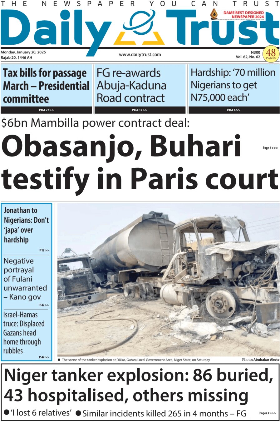 Daily Trust - Front Page - 01/20/2025