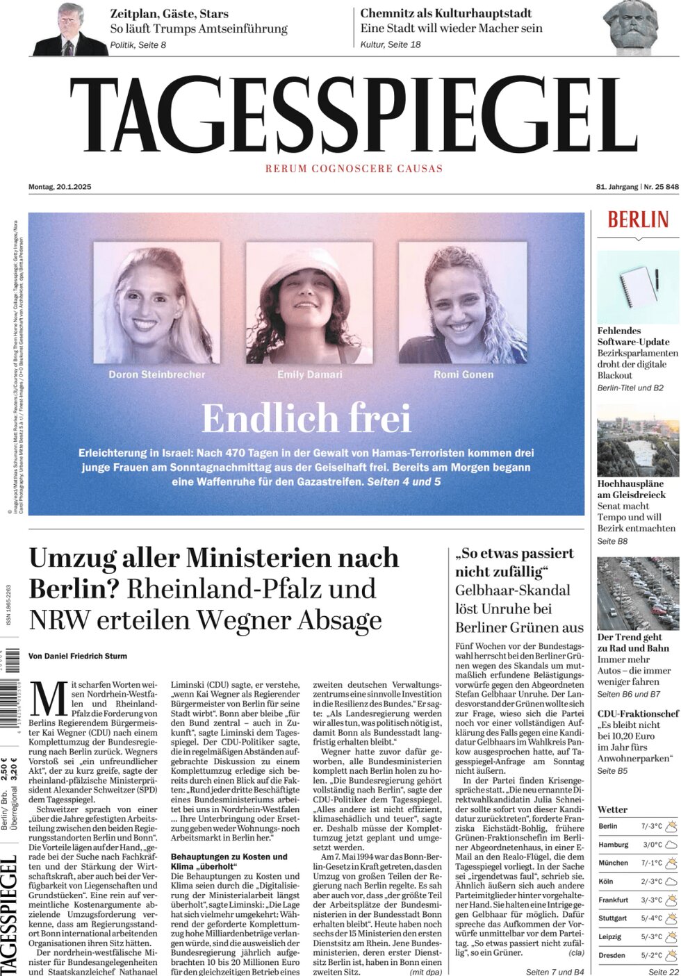 Der Tagesspiegel - Front Page - 01/20/2025