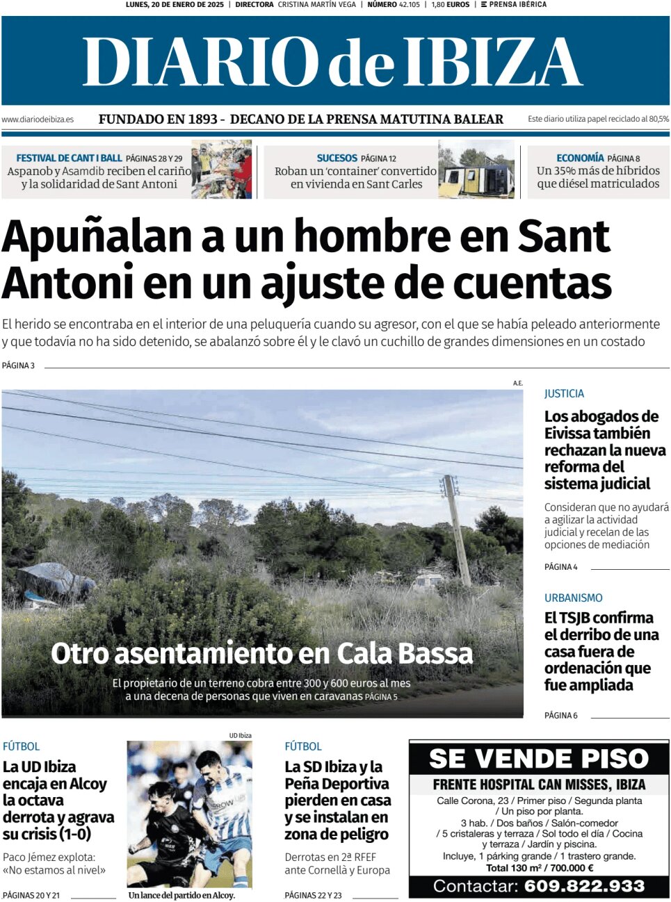 Diario de Ibiza - Front Page - 01/20/2025