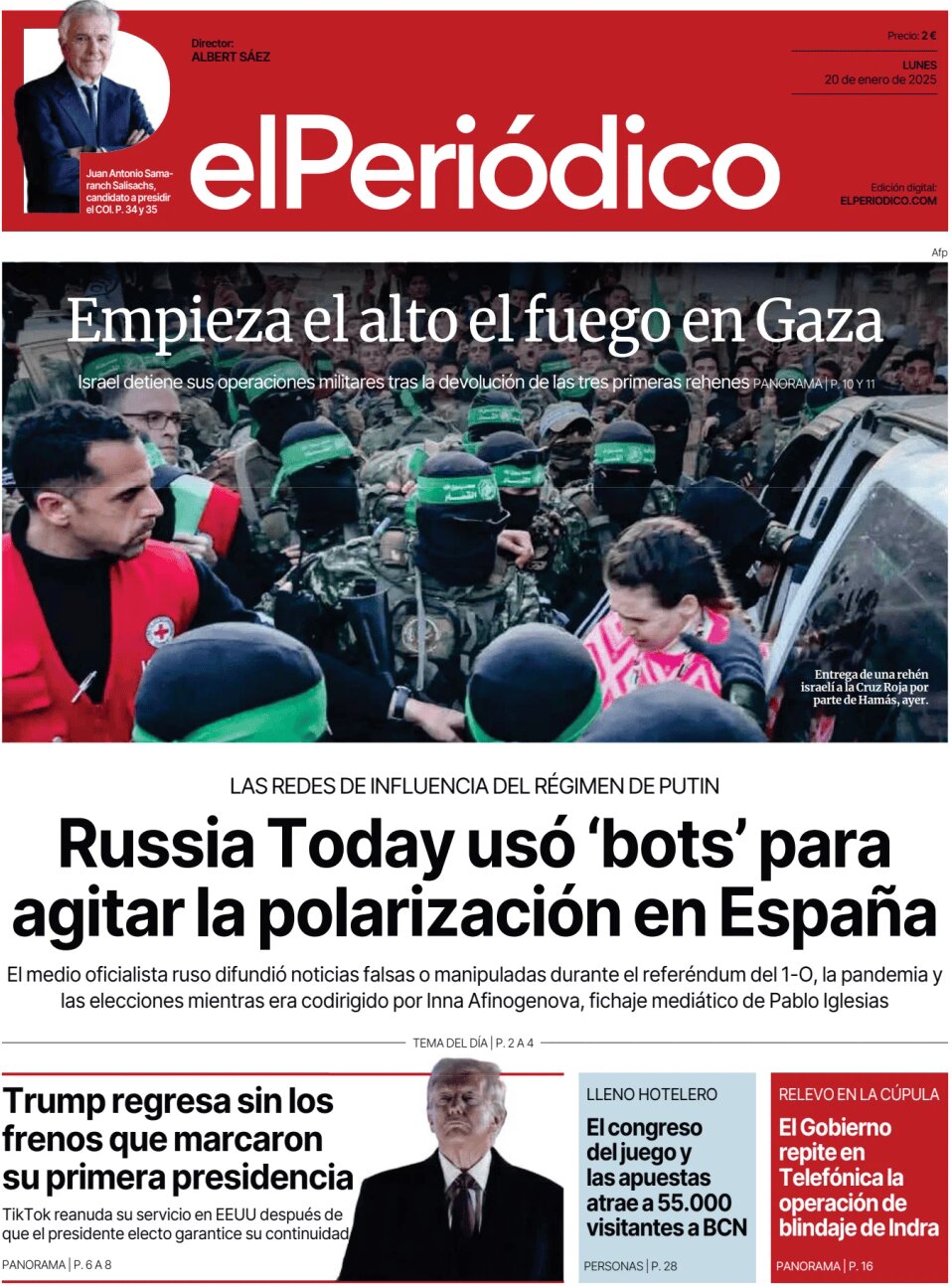 El Periódico de Catalunya - Front Page - 01/20/2025