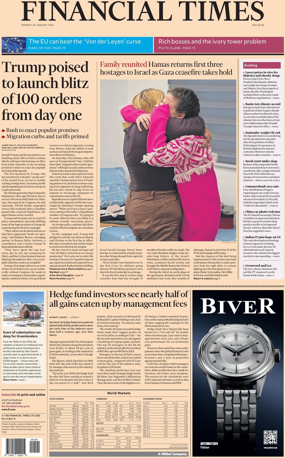 Financial Times - Front Page - 01/20/2025