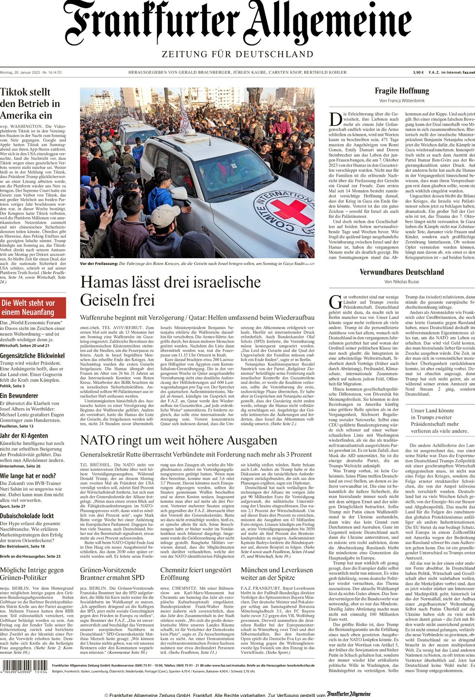 Frankfurter Allgemeine Zeitung - Front Page - 01/20/2025