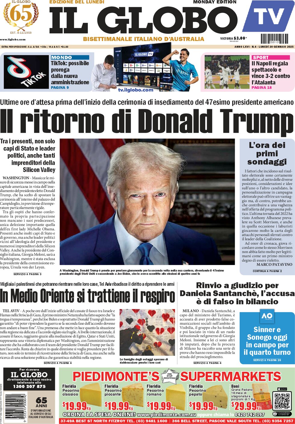 Il Globo - Cover - 01/20/2025